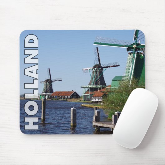 Nederlandse rode witte witte witte windmolen Foto Muismat (Met muis)