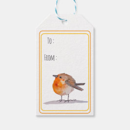 Nederlandse Roodborst Aquarel Cadeaulabel
