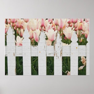 Nederlandse Roze Tulpen Tuin Poster