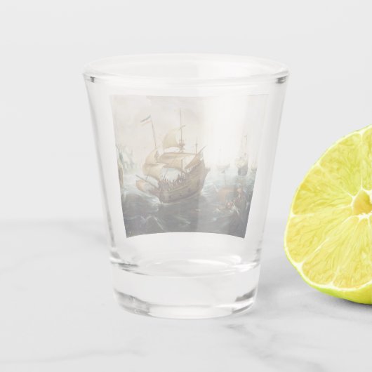 Nederlandse schepen 1600's shot glas (Achterkant)