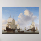 nederlandse schepen in een kalm - zee poster (Voorkant)