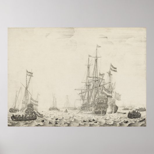 Nederlandse Schepen - Willem van de Velde Fine Art Poster (Voorkant)