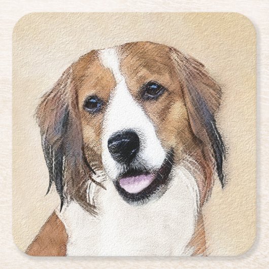 Nederlandse Schilderen Kooikerhondje - Dog Art Kartonnen Onderzetters (Voorkant)