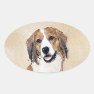 Nederlandse Schilderen Kooikerhondje - Dog Art Ovale Sticker