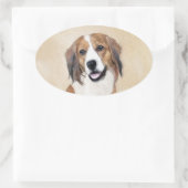 Nederlandse Schilderen Kooikerhondje - Dog Art Ovale Sticker (Tas)