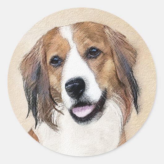 Nederlandse Schilderen Kooikerhondje - Dog Art Ronde Sticker (Voorkant)