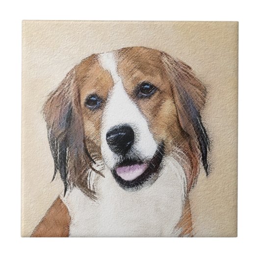 Nederlandse Schilderen Kooikerhondje - Dog Art Tegeltje (Voorkant)