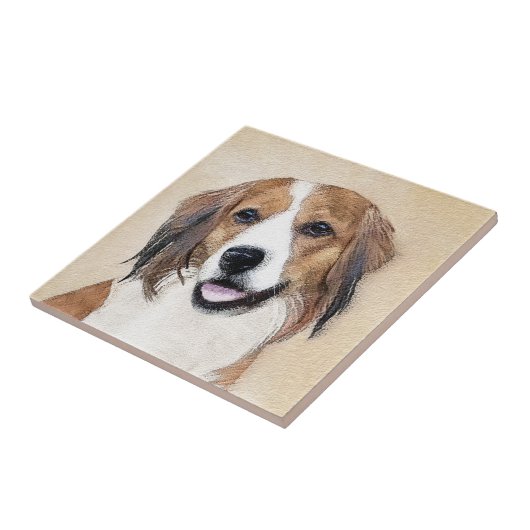 Nederlandse Schilderen Kooikerhondje - Dog Art Tegeltje (Zijkant)