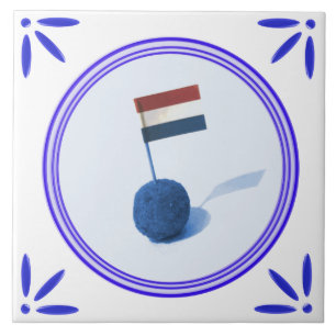 Nederlandse snack Bitterbal Delft-Blue-Delftware-l Tegeltje