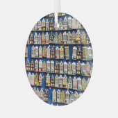 Nederlandse souvenirs, Amsterdamse straatbeeld. Glas Ornament (Voorkant links)