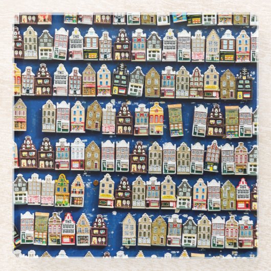 Nederlandse souvenirs, Amsterdamse straatbeeld. Glazen Onderzetter (Voorkant)