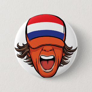 Nederlandse sportfan ronde button 5,7 cm