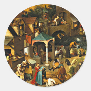 Nederlandse Spreekwoorden, door Pieter Bruegel, Ronde Sticker