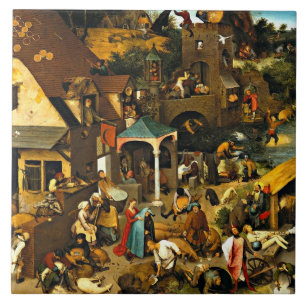Nederlandse Spreekwoorden, door Pieter Bruegel, Tegeltje