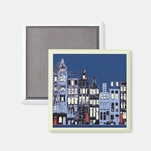 Nederlandse stad 's nachts magneet (Voorkant / Achterkant)