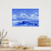 Nederlandse stijl Schrappen Blauw zeilboot Wreck N Poster (Keuken)