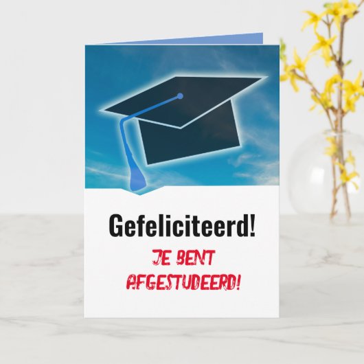 Nederlandse taal Gefeliciteerd! Nederlands Afstude Kaart (Gele Bloem)