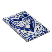 Nederlandse Tegel - Blauw en wit gekleurd hart - v Notitieboek (Rechterzijde)