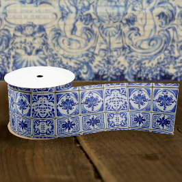 Nederlandse Tegels - Blauw & Witte Antieke Uitzich Satijnen Lint