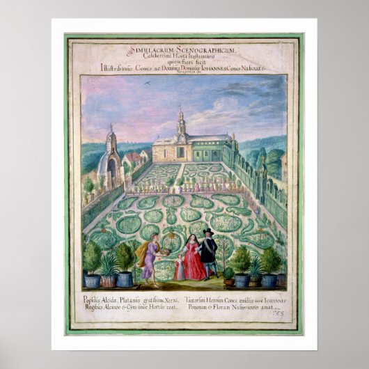Nederlandse tuin, 1650 (m/c op papier) poster (Voorkant)