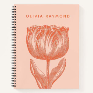Nederlandse Tulip Floral Tekening Roze Sinaasappel Notitieboek