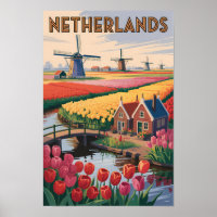 Nederlandse Tulp Illustratie Reis Kunst Vintage