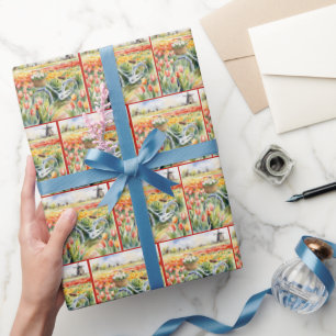 Nederlandse tulpen in fietsmand cadeaupapier