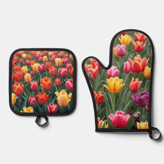 Nederlandse Tulpen Ovenwant & Pannenlap Set (Voorkant)