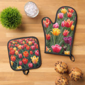 Nederlandse Tulpen Ovenwant & Pannenlap Set (Top down)