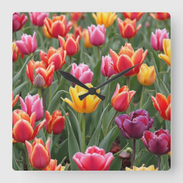 Nederlandse Tulpen Vierkante Klok