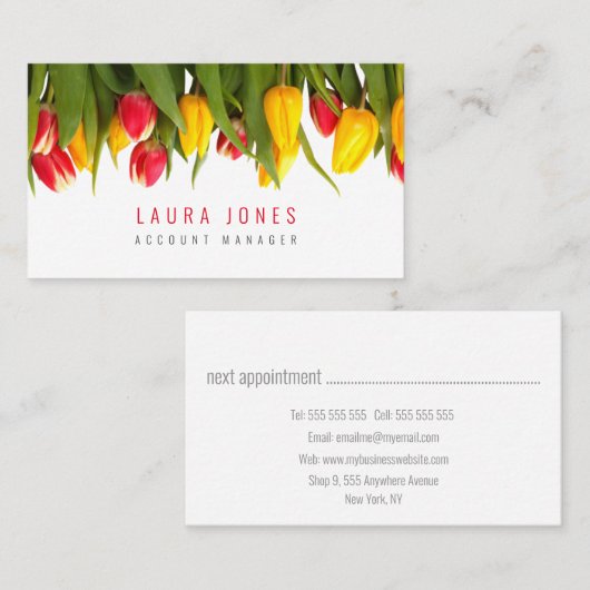 Nederlandse Tulpen Vrouwenkaarten Benoemingskaarte Afsprakenkaartje (Voorkant / Achterkant)