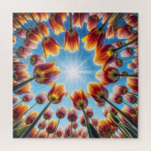 Nederlandse Tulpentuin in de zon Legpuzzel (Verticaal)