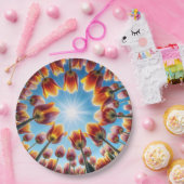 Nederlandse Tulpentuin in de zon Papieren Bordje (Feest)