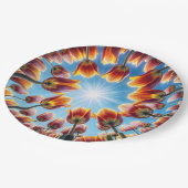 Nederlandse Tulpentuin in de zon Papieren Bordje (Gekanteld)