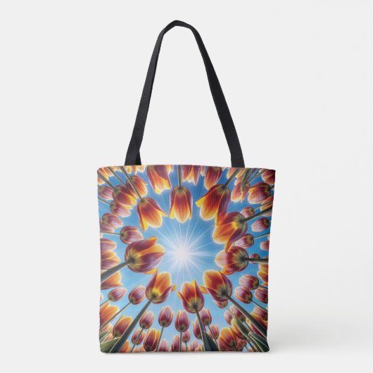 Nederlandse Tulpentuin in de zon Tote Bag (Achterkant)