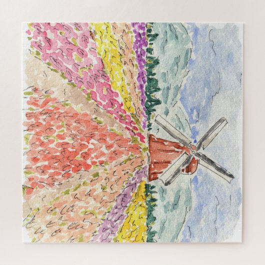 Nederlandse Tulpvelden Nederlandse Waterverf Legpuzzel (Horizontaal)