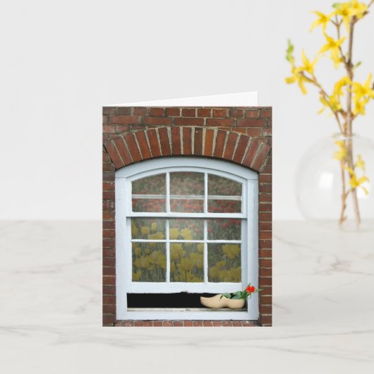 Nederlandse Venster en Klomp Dank u Kaart (Gele Bloem)