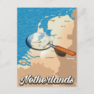 Nederlandse vintage kaart vakantieposter