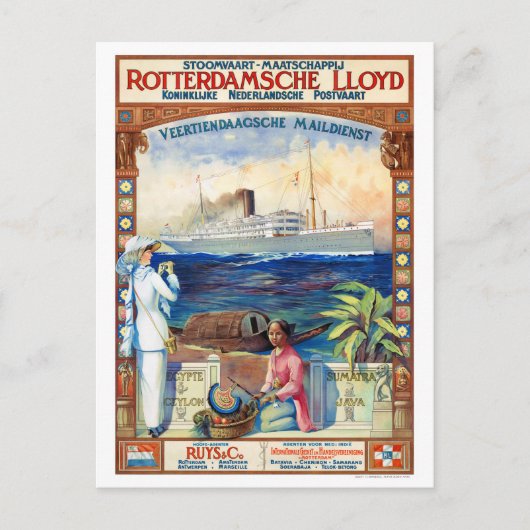 Nederlandse Vintage Reisposter Gerestaureerd Briefkaart (Voorkant)