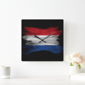 Nederlandse vlag borstelslag, nationale vlag vierkante klok (Huis)