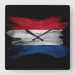 Nederlandse vlag borstelslag, nationale vlag vierkante klok