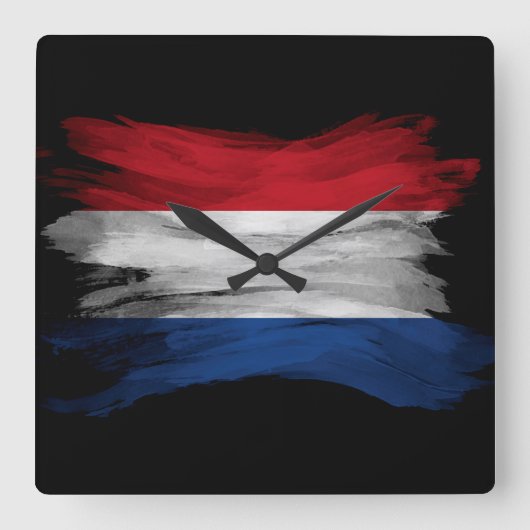 Nederlandse vlag borstelslag, nationale vlag vierkante klok (Voorkant)