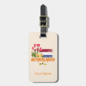 Nederlandse  vlag en Nederlandse Tulp Bagagelabel (Voorkant verticaal)