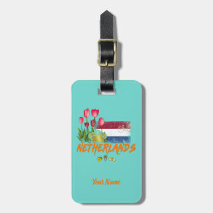 Nederlandse vlag en Nederlandse Tulp Bagagelabel