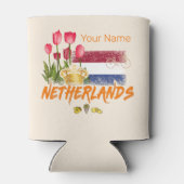 Nederlandse  vlag en Nederlandse Tulp Blikjeskoeler (Achterkant)