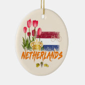 Nederlandse  vlag en Nederlandse Tulp Keramisch Ornament (Rechts)