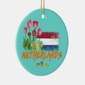 Nederlandse  vlag en Nederlandse Tulp Keramisch Ornament (Rechts)