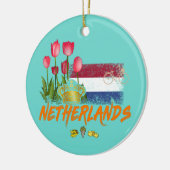 Nederlandse  vlag en Nederlandse Tulp Keramisch Ornament (Links)