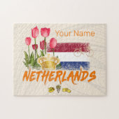Nederlandse  vlag en Nederlandse Tulp Legpuzzel (Horizontaal)