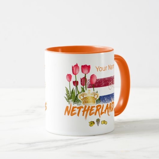 Nederlandse  vlag en Nederlandse Tulp Mok (Voorkant rechts)